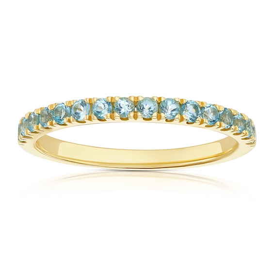 9ct Yellow Gold and Blue Topaz Eternity Ring