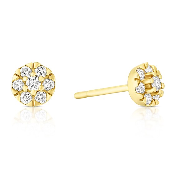 9ct Yellow Gold 0.24ct Diamond Cluster Stud Earrings