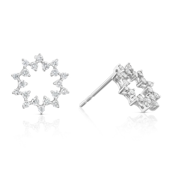 9ct White Gold 0.50ct Diamond Snowflake Shaped Stud Earrings