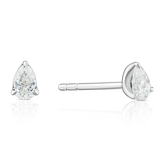 9ct White Gold 0.25ct Diamond Pear Shaped Stud Earrings