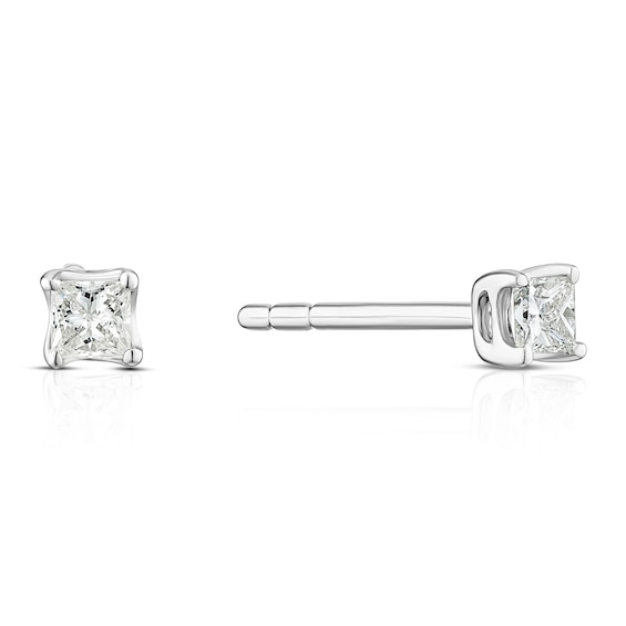 9ct White Gold 0.15ct Diamond Princess Cut Solitaire Earring