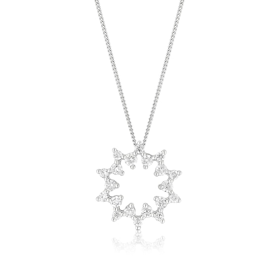 9ct White Gold 0.50ct Diamond Snowflake Shaped Pendant