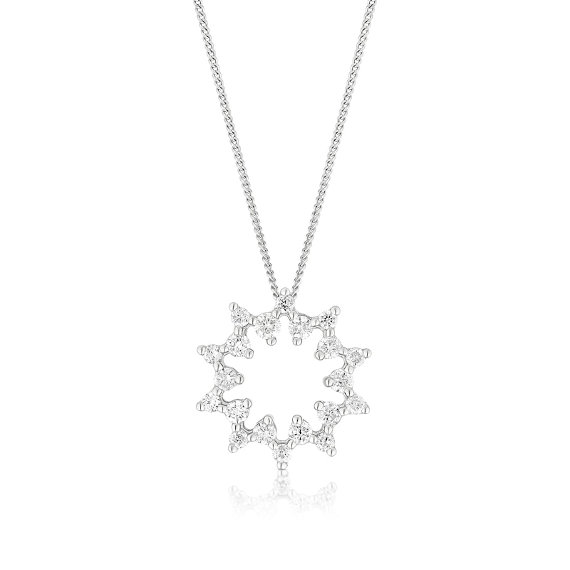 Main Image 1 of 9ct White Gold 0.50ct Diamond Snowflake Shaped Pendant