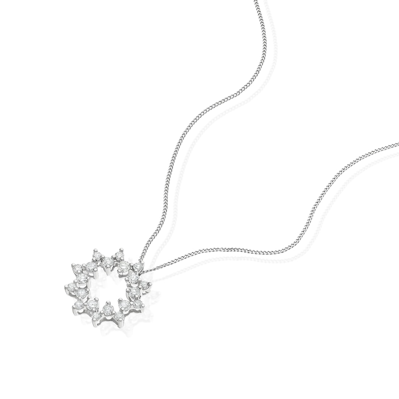 Main Image 2 of 9ct White Gold 0.50ct Diamond Snowflake Shaped Pendant