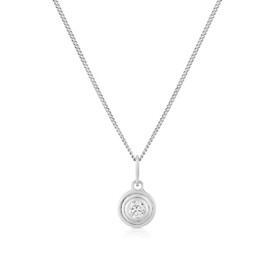 Sterling Silver 0.10ct Diamond Bezel Set Pendant Necklace