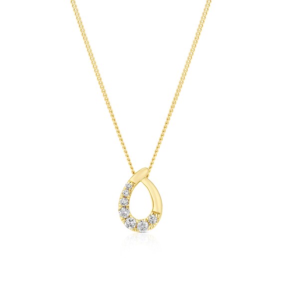 9ct Yellow Gold 0.10ct Diamond Organic Shaped Pendant