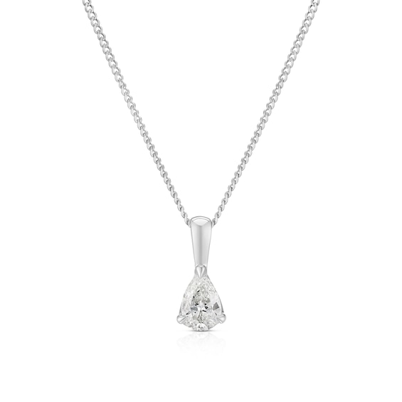9ct White Gold 18 0.25ct Diamond Pear Shaped Solitaire Penda