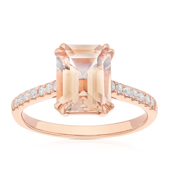 9ct Rose Gold 0.14ct Diamond and Morganite Ring