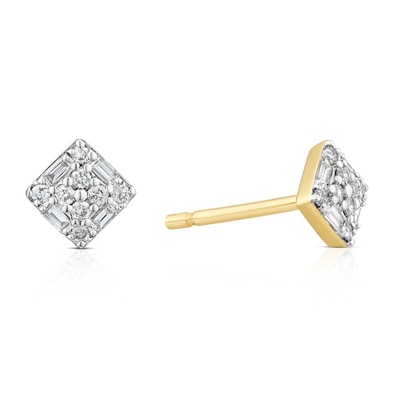 9ct Yellow Gold 0.15ct Diamond Cluster Stud Earrings