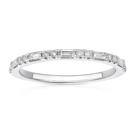 9ct White Gold Baguette and Round Eternity 0.20ct Diamond Ring