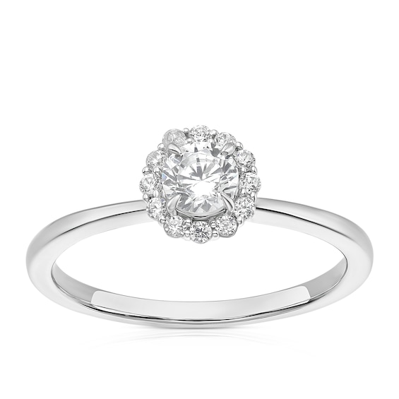 Engagement Ring 18ct White Gold and Platinum Halo 0.50ct Diamond Ring