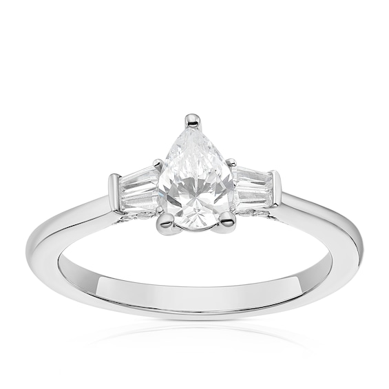 Engagement Ring Platinum Pear Shaped Trilogy 0.66ct Diamond Ring