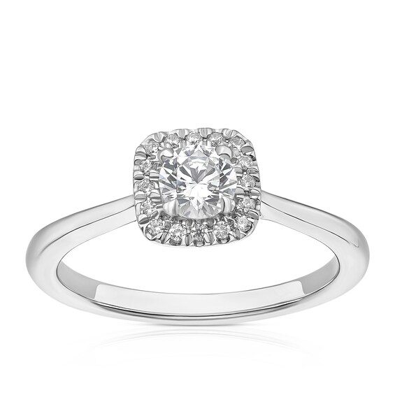 Engagement Ring 18ct White Gold and Platinum Cushion Shaped 
