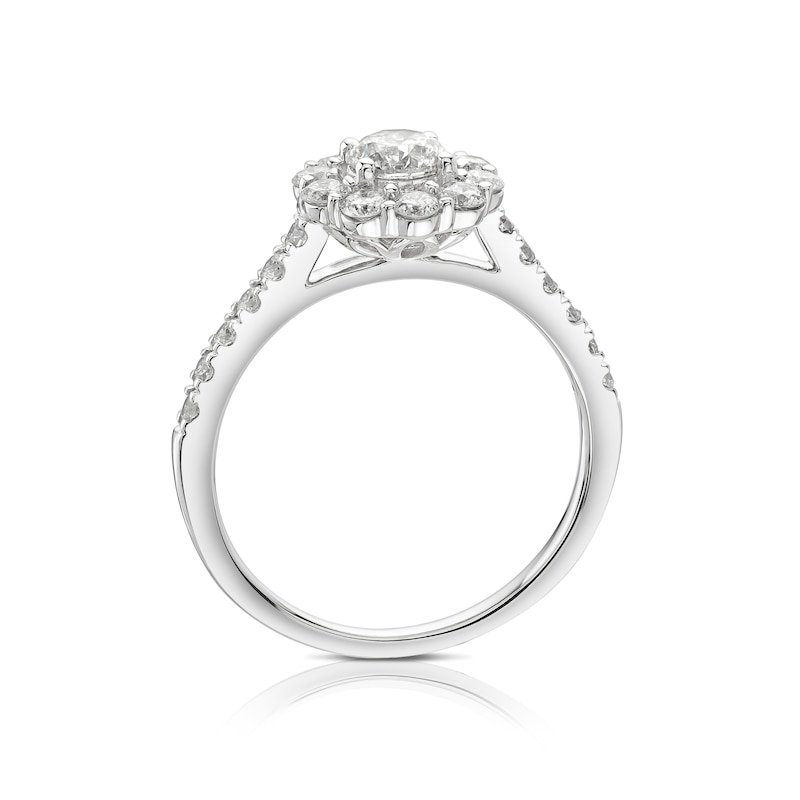 Main Image 3 of Platinum 1ct Diamond Round Flower Halo Ring