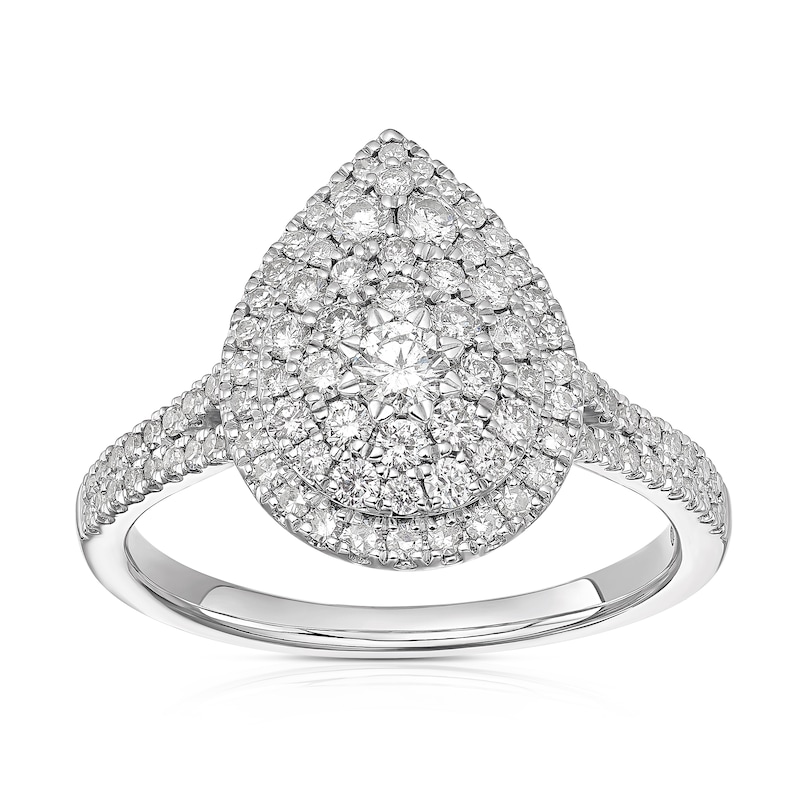 Main Image 1 of 18ct White Gold 0.75ct Diamond Pear Shaped Cluster Ring
