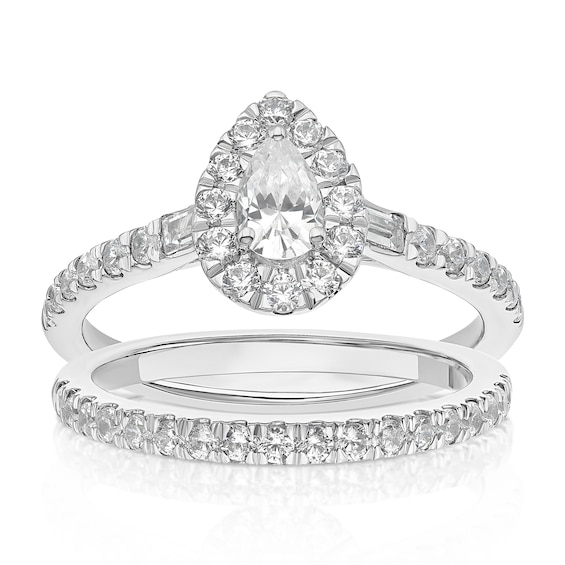 Engagement Ring Platinum Pear Shaped 1ct Diamond Ring