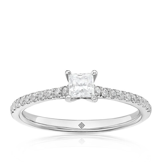 Engagement Ring The Diamond Story Platinum Princess Cut Soli
