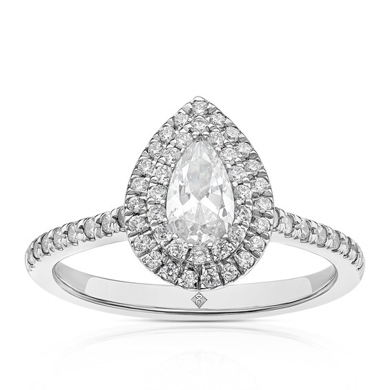 Engagement Ring The Diamond Story Platinum Pear Shaped Doubl