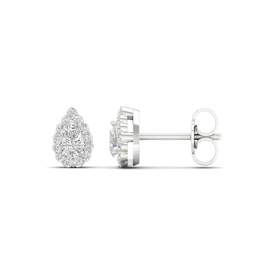 Origin 9ct White Gold 0.33ct Diamond Pear Shaped Halo Earrin