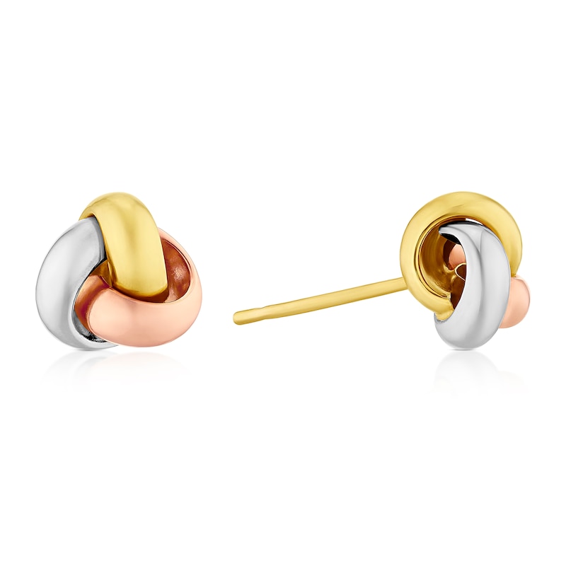 Main Image 1 of 9ct Tri Gold Polished Knot Stud Earrings