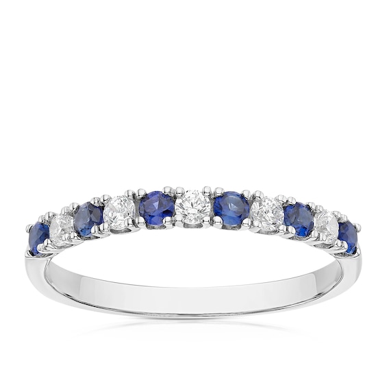 9ct White Gold Created Sapphire and Cubic Zirconia Eternity Ring