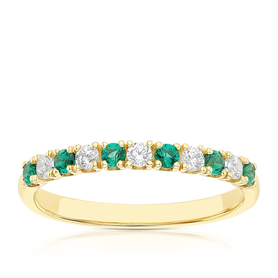 9ct Yellow Gold Created Emerald and Cubic Zirconia Eternity 