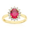 Thumbnail Image 1 of 9ct Yellow Gold Created Ruby & Cubic Zirconia Halo Ring