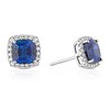 Thumbnail Image 1 of 9ct White Gold Created Sapphire & Cubic Zirconia Cushion Shaped Halo Earrings