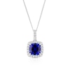 Thumbnail Image 1 of 9ct White Gold  16+2" Created Sapphire & Cubic Zirconia Halo Pendant