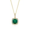 Thumbnail Image 1 of 9ct Yellow Gold 16+2" Created Emerald & Cubic Zirconia Halo Pendant