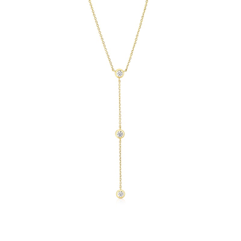Main Image 1 of 9ct Yellow Gold  17+1" Triology Cubic Zirconia Y Shaped Necklace