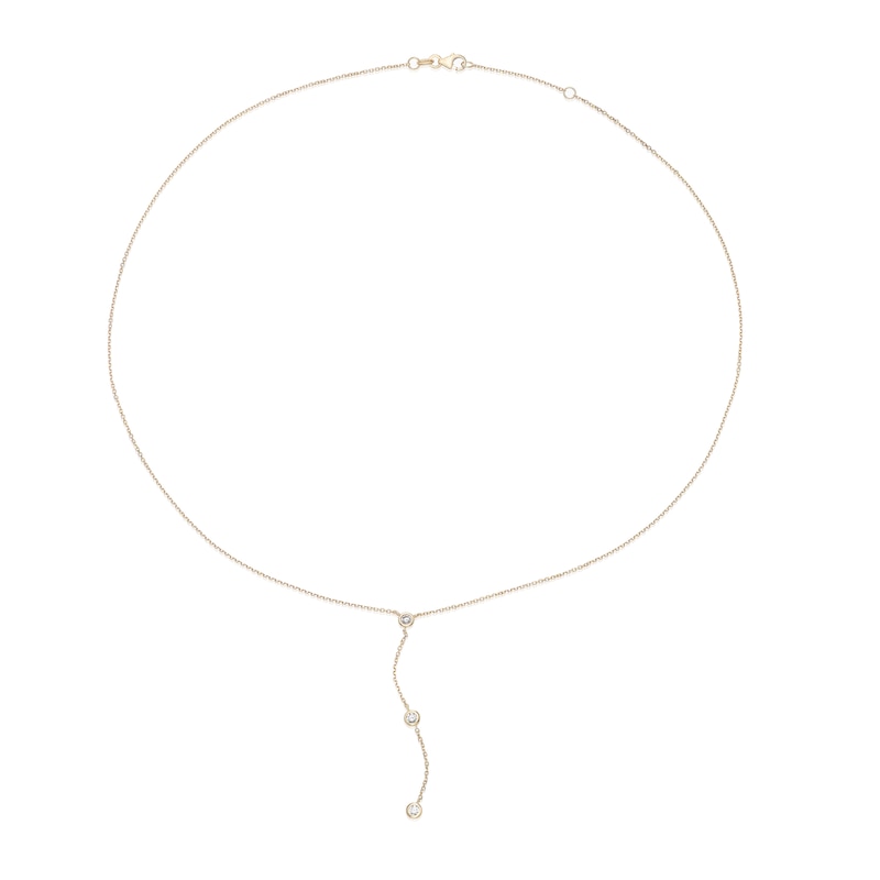 Main Image 2 of 9ct Yellow Gold  17+1" Triology Cubic Zirconia Y Shaped Necklace