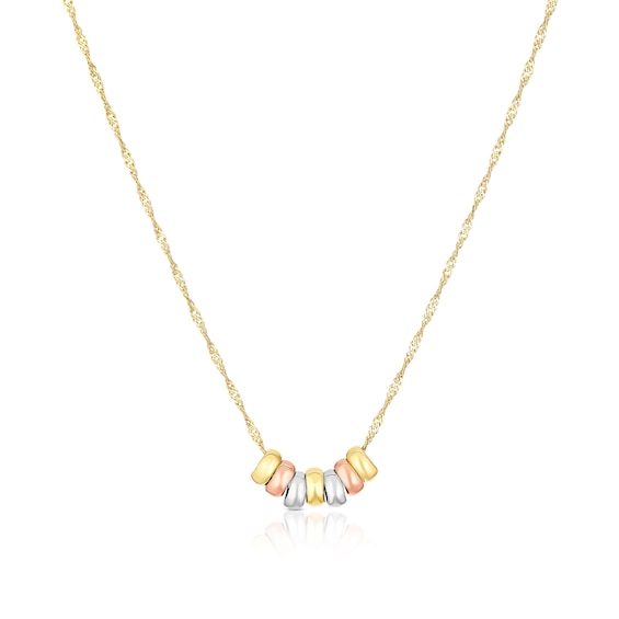 9ct Tri Gold 16 Mini Ring Pendant Necklace