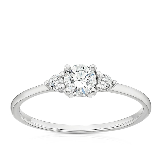 9ct White Gold Cubic Zirconia Trilogy Ring