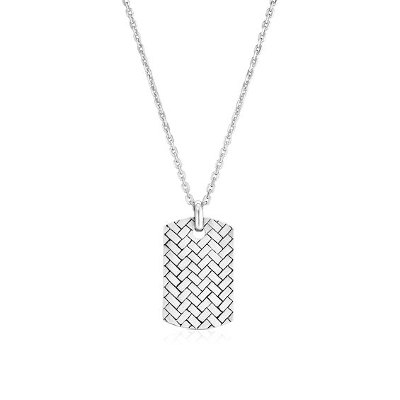 Sterling Silver 20 Braided Dog Tag Necklace