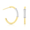 Thumbnail Image 1 of 9ct Yellow & White Gold Cubic Zirconia Texture Hoop Earrings