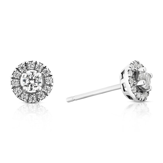 9ct White Gold Cubic Zirconia Halo Stud Earrings