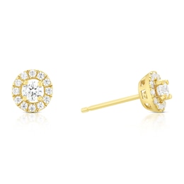 9ct Yellow Gold Cubic Zirconia Halo Stud Earrings