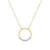 Thumbnail Image 1 of 9ct Yellow & White Gold 18"  Cubic Zirconia Texture Twist Round Pendant