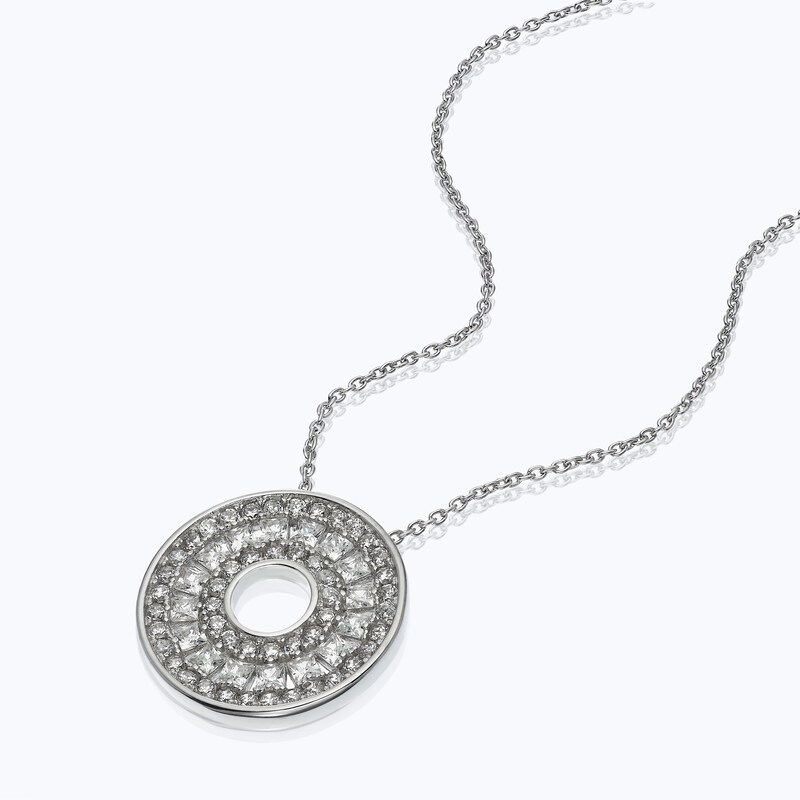 Main Image 2 of Sterling Silver Cubic Zirconia Baguette Circle Pendant