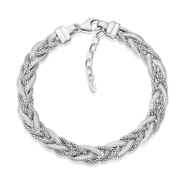 Sterling Silver 7+1" Braided Textured Bracelet