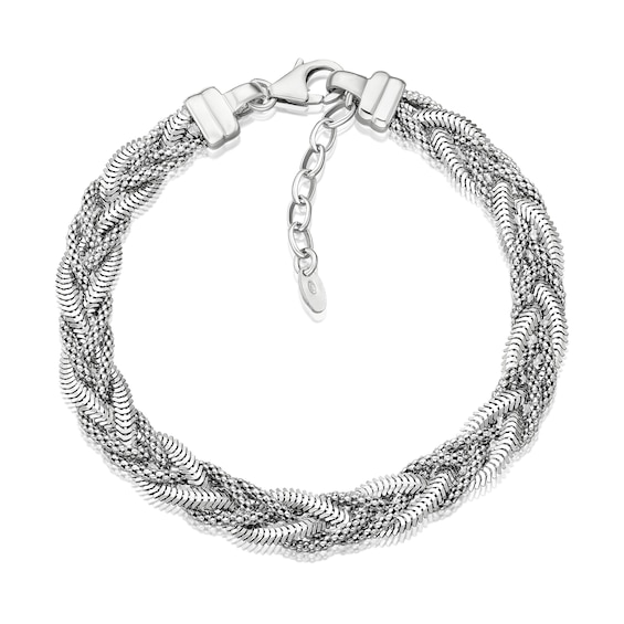 Sterling Silver 7+1 Braided Textured Bracelet