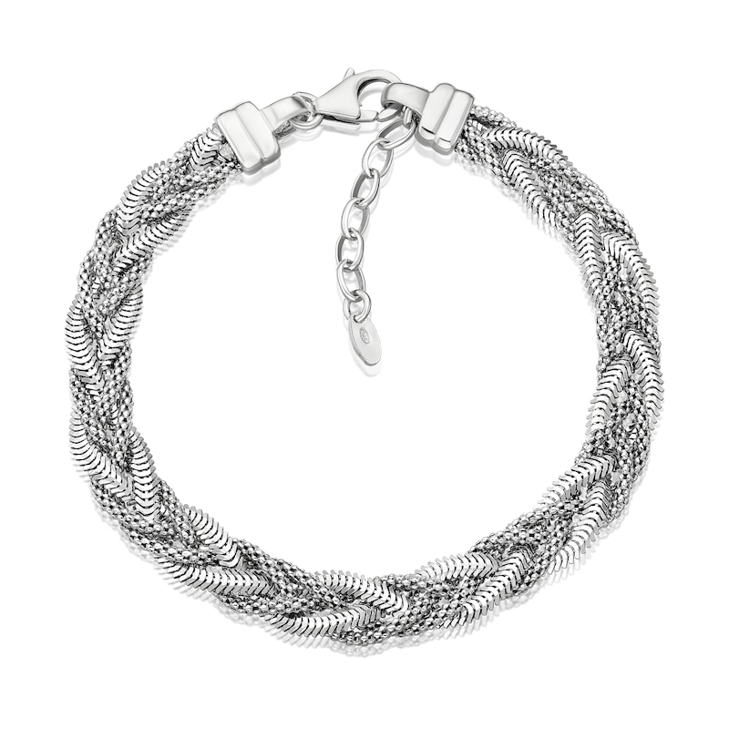 Main Image 1 of Sterling Silver 7+1" Braided Textured Bracelet