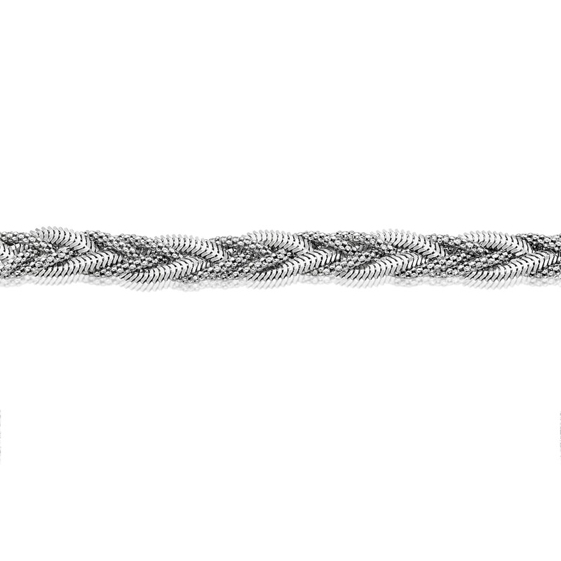Main Image 2 of Sterling Silver 7+1" Braided Textured Bracelet