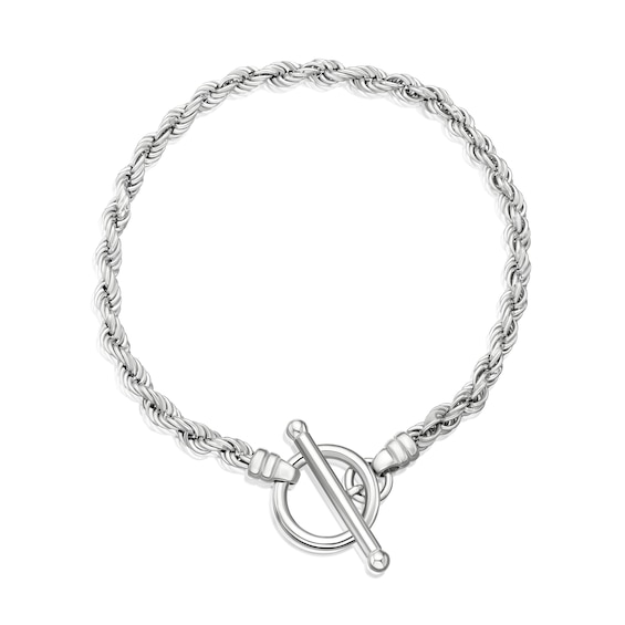 Sterling Silver 7.5 Twist Rope T-Bar Bracelet