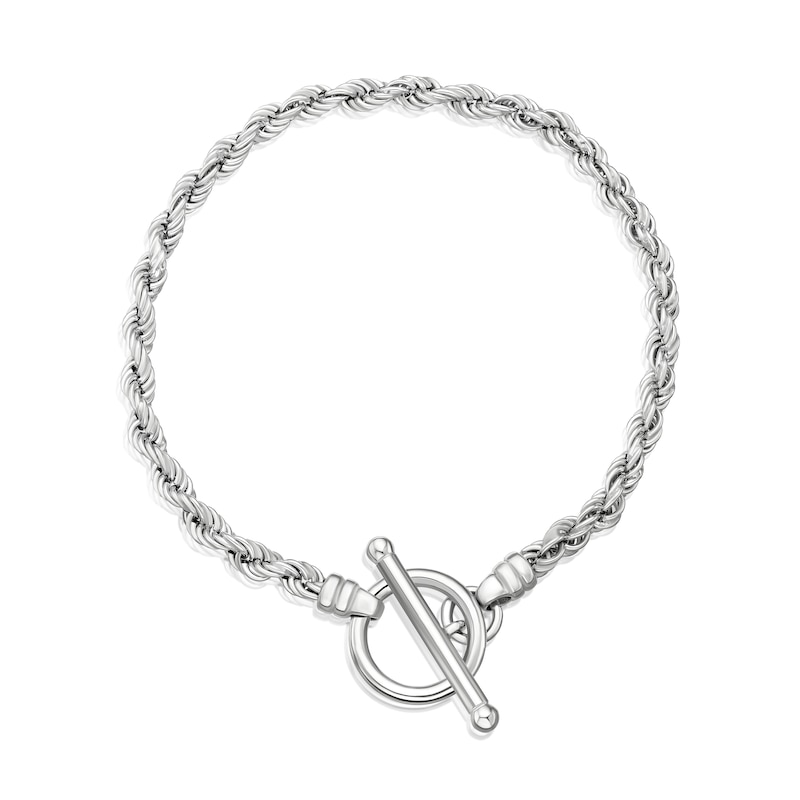 Main Image 1 of Sterling Silver 7.5" Twist Rope T-Bar Bracelet