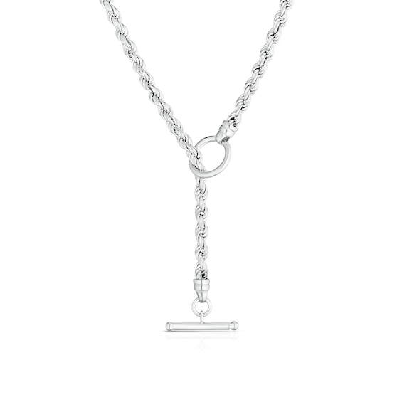 Sterling Silver 18 Twist Rope T-Bar Necklace