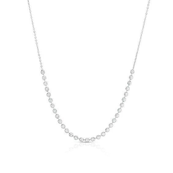 Sterling Silver 17.5+2 Diamond Cut Ball Station Necklace