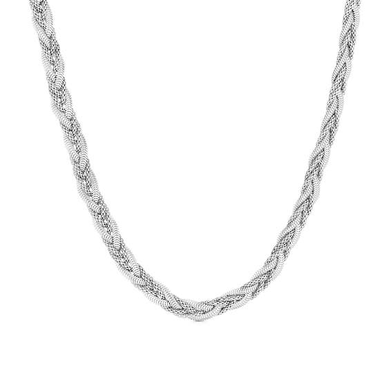 Sterling Silver 16+2 Braided Textured Necklace