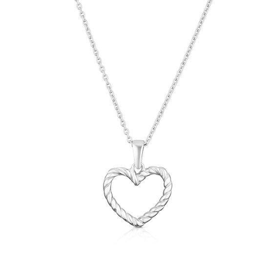 Sterling Silver 16+2 Open Twist Heart Pendant Necklace